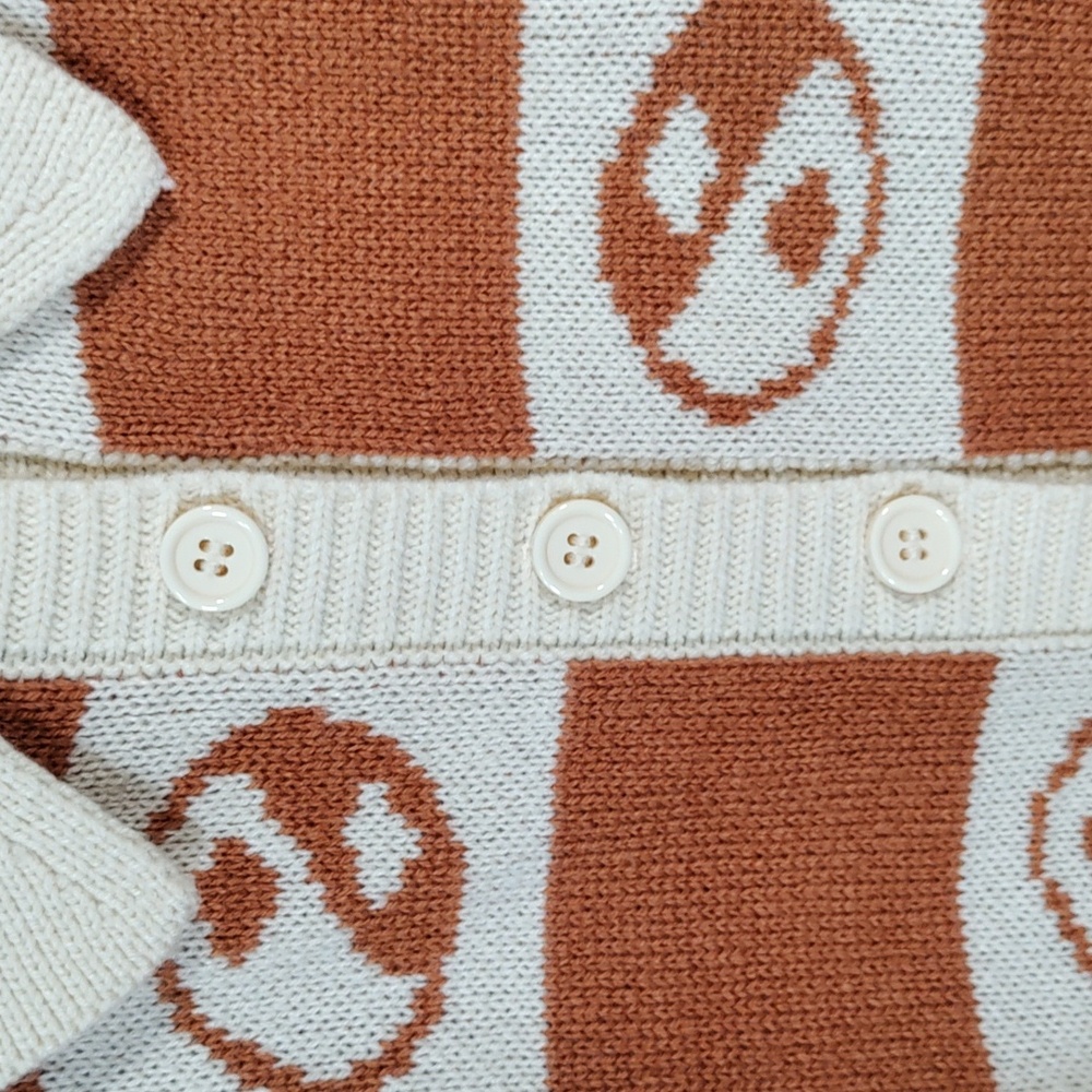 05112 Earthbound cream & rust block print ying & yang cardigan M - Picture 6 of 11